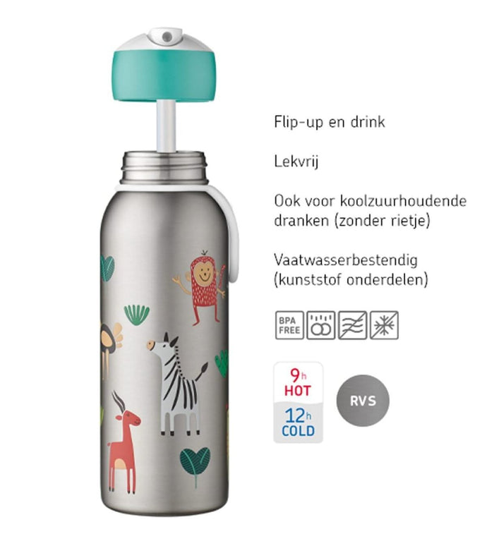Isoleerfles flip-up Campus 350 ml - Dino
