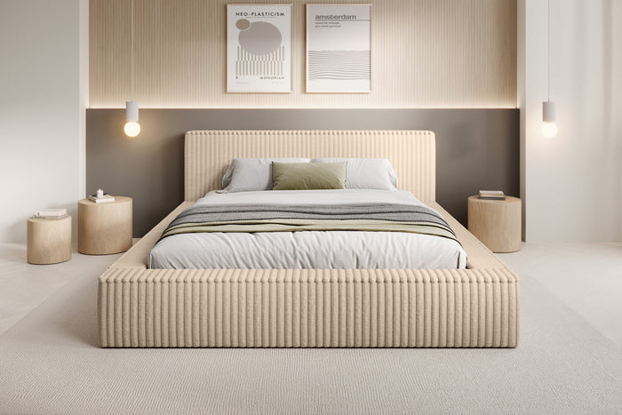 Trae Mobler Melody 140 x 200 cm Gestoffeerd Bed Beige