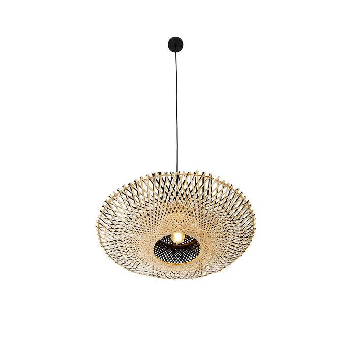 QAZQA Oosterse hanglamp zwart met bamboe 50cm - Rina