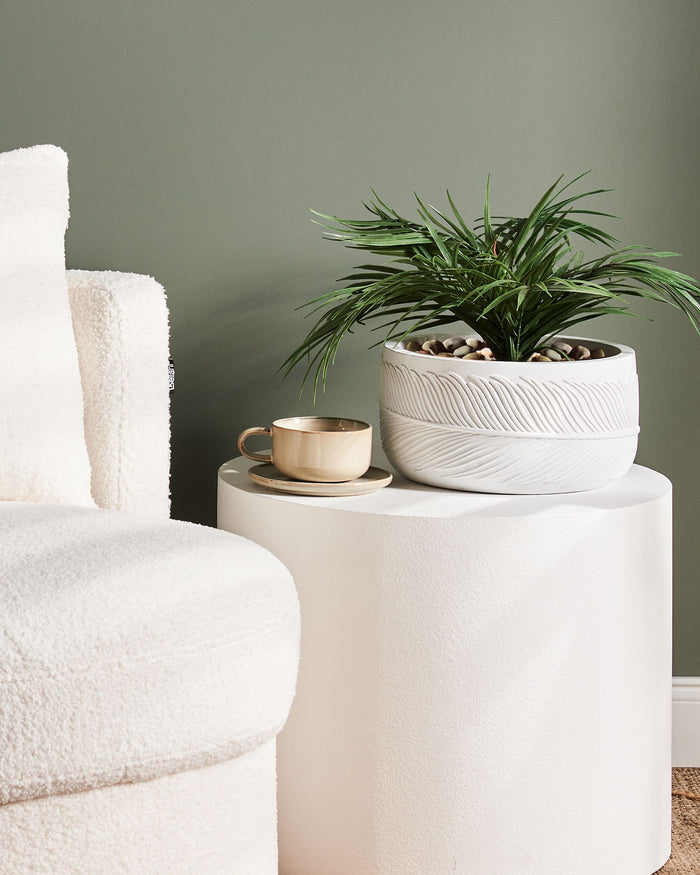 Beliani-FTERO-Bloempot-Gebroken wit-25 x 25 x 14 cm-Kleivezel