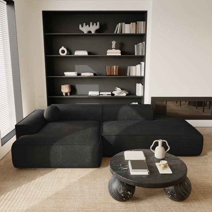 Sofa linkerhoek antracietgrijs geweven 300cm