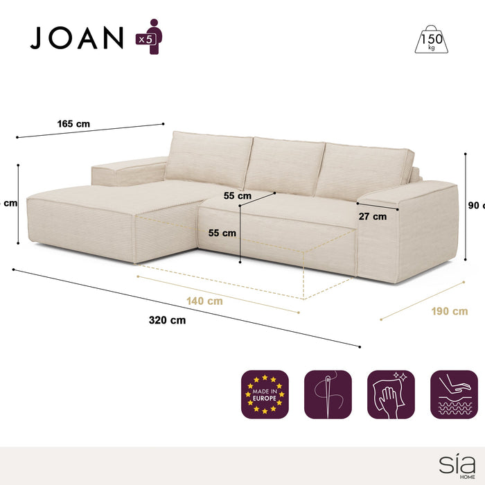 Slaapbank hoek links dunlopillo corduroy taupe 140cm