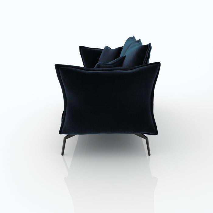 Pauwblauw fluwelen 4-zitsbank