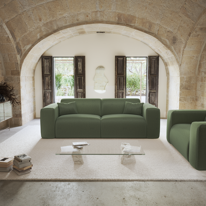 Express slaapbank dunlopillo 140cm olijf groen weefsel stof