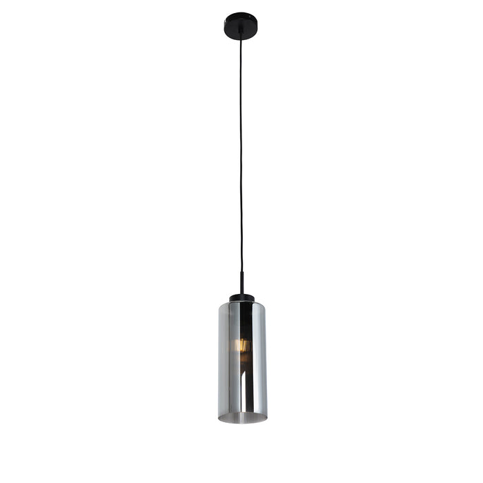 QAZQA Art Deco hanglamp zwart met smoke glas - Laura