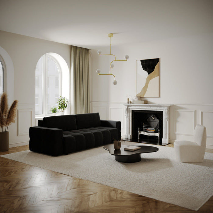 4-zits slaapbank met commode walnoot fluweel donker antraciet