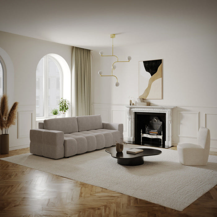 4-zits slaapbank kist walnoot fluweel taupe