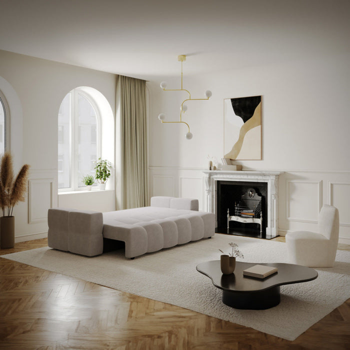 4-zits slaapbank kist walnoot fluweel taupe