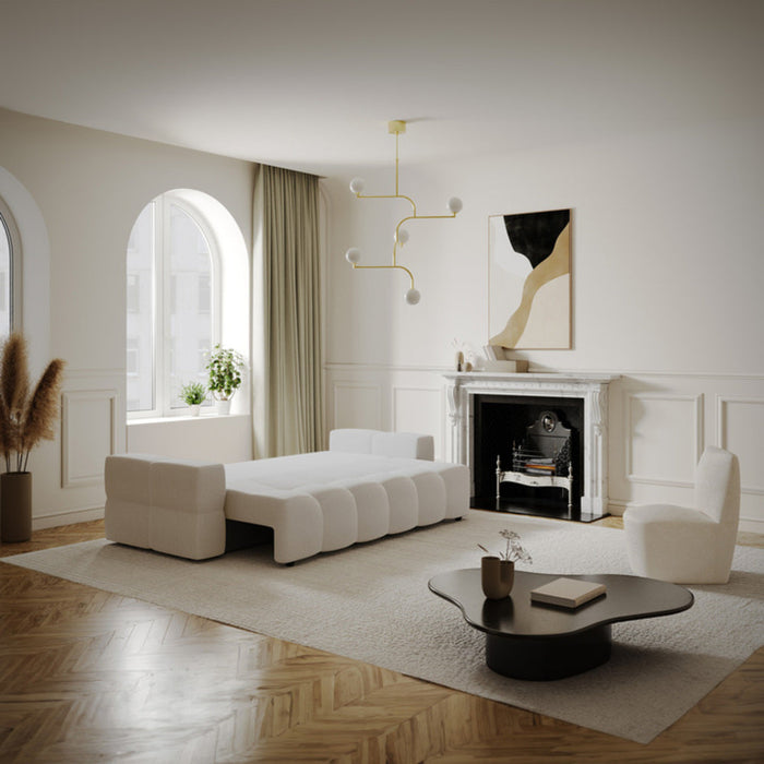 4-zits slaapbank met kist walnoot crème weefstof