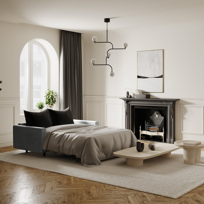 Express slaapbank dunlopillo fluweel beton grijs 140cm