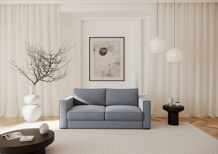 Slaapbank met matras van geweven stof, lichtgrijs 160cm