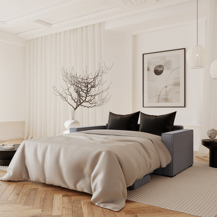 Slaapbank met matras van geweven stof, lichtgrijs 160cm