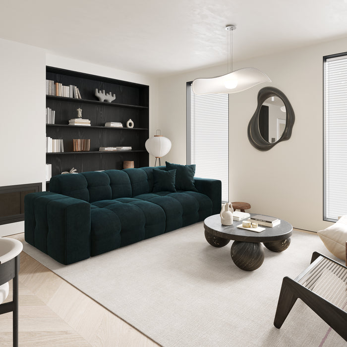 4-zits bank pauwblauw fluweel 230cm