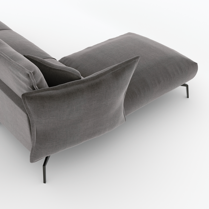 Grafietgrijze fluwelen linkerhoekbank