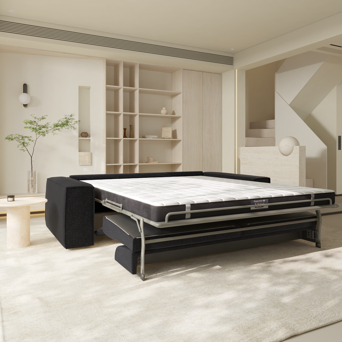 Express slaapbank met antraciet fluwelen matras 140cm