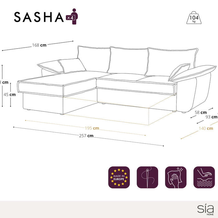 Sofa linker hoekcommode cabrio corduroy antraciet 257cm