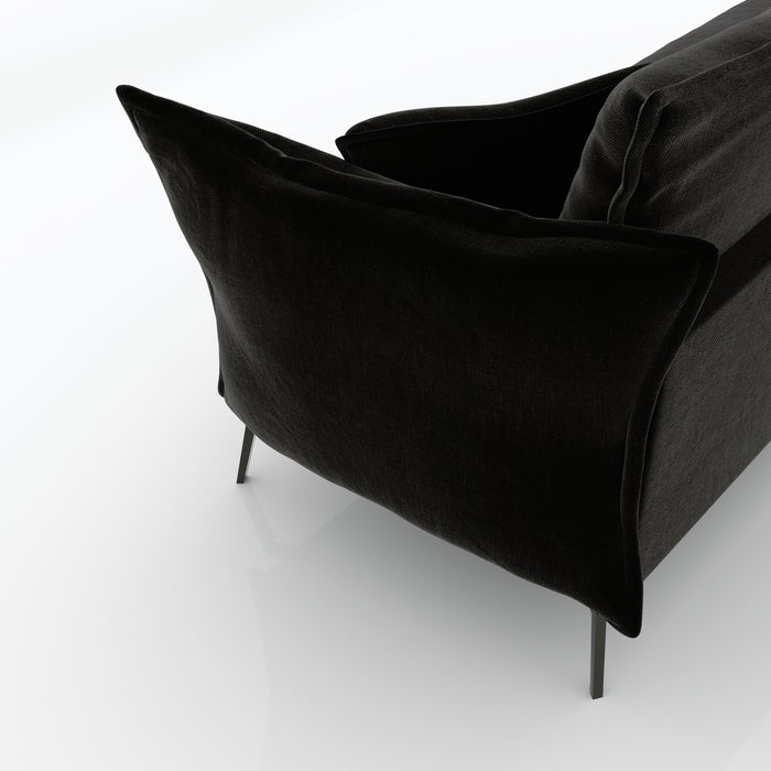 4-zits bank van zwart fluweel