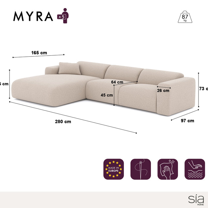 Fluwelen linkerhoekbank met beige patroon