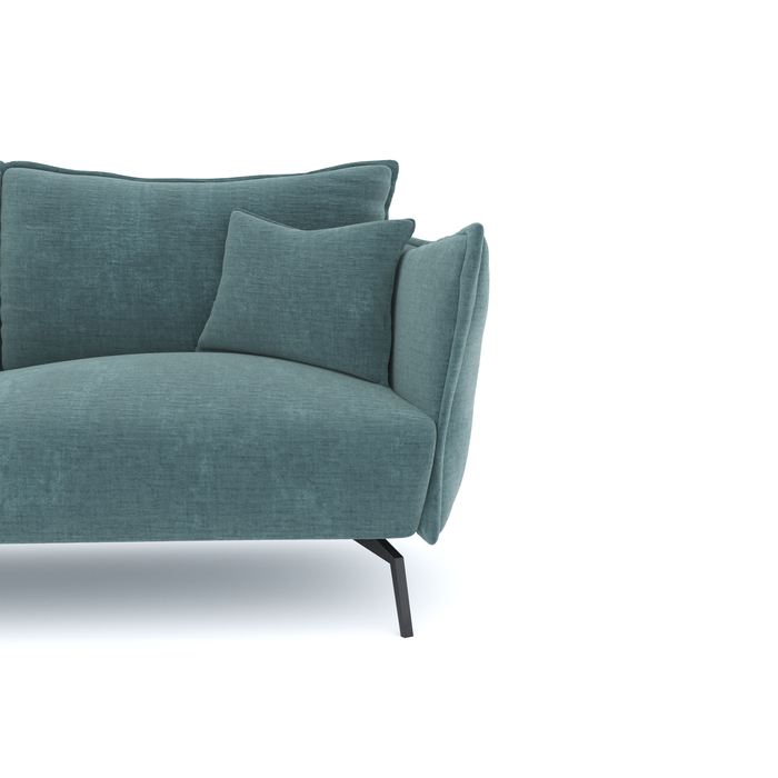 Fluwelen linkerhoekbank met oceaanblauw patroon