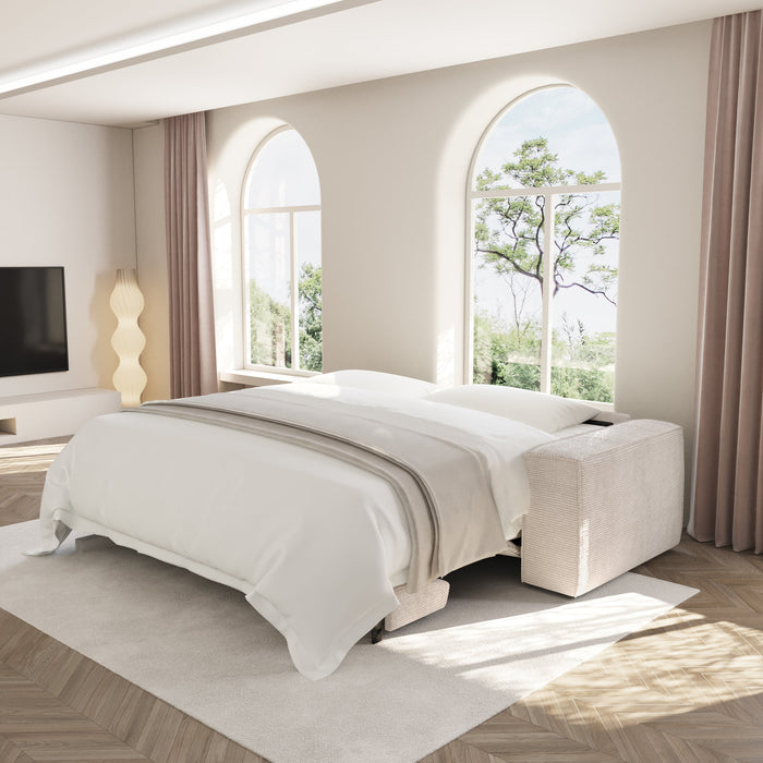 Express slaapbank dunlopillo crème ribfluweel 140cm