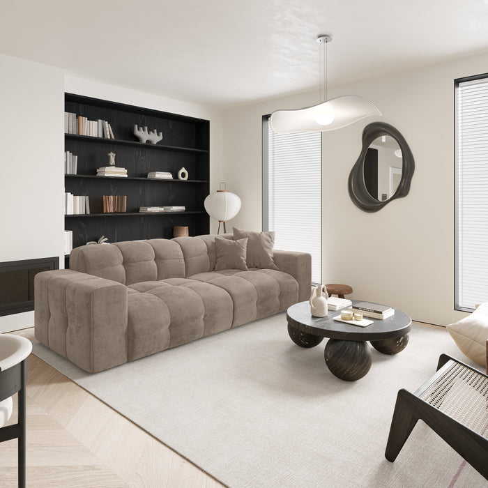 4-zits taupe fluwelen bank 230cm