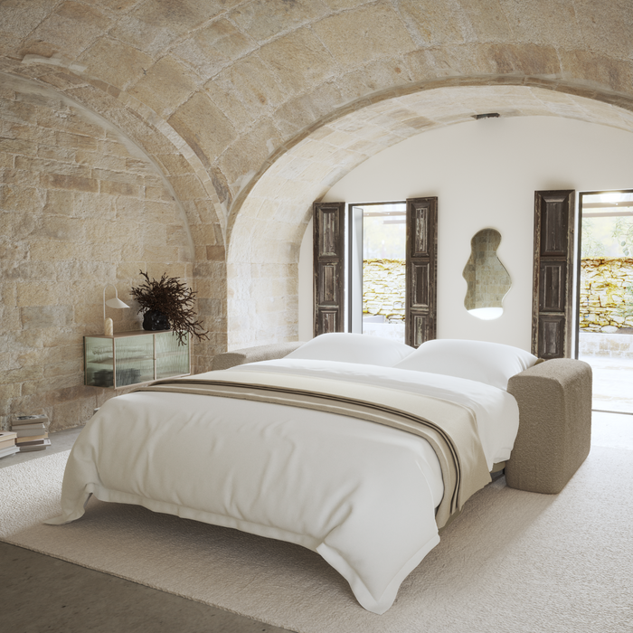 Dunlopillo 160 cm Express converteerbare bank in taupe bouclé