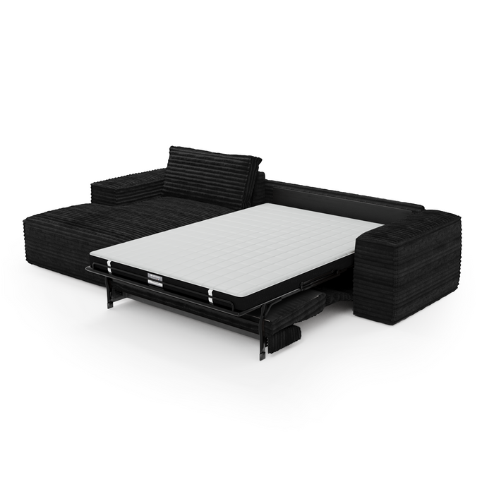 XXL zwart corduroy hoekbank 140cm