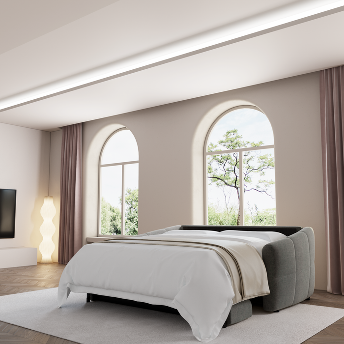 Express slaapbank dunlopillo grafiet grijs fluweel 140cm