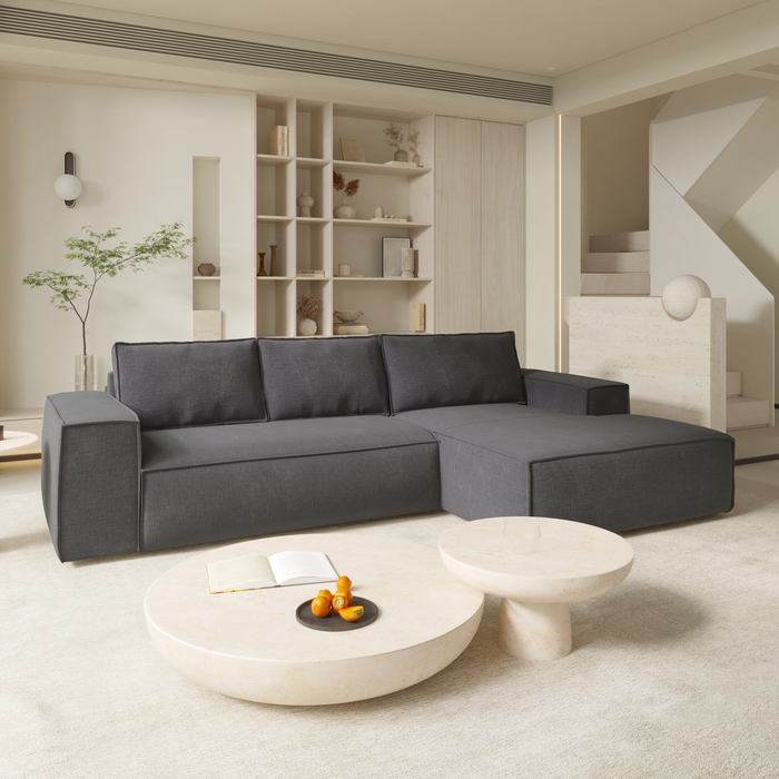 Slaapbank rechte hoek dunlopillo fluweelmotief grijs 140cm