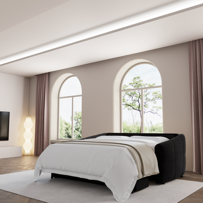 Express slaapbank dunlopillo fluweel donker antraciet 140cm