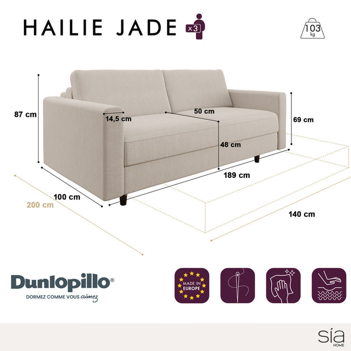 Express slaapbank dunlopillo beige geweven 140cm