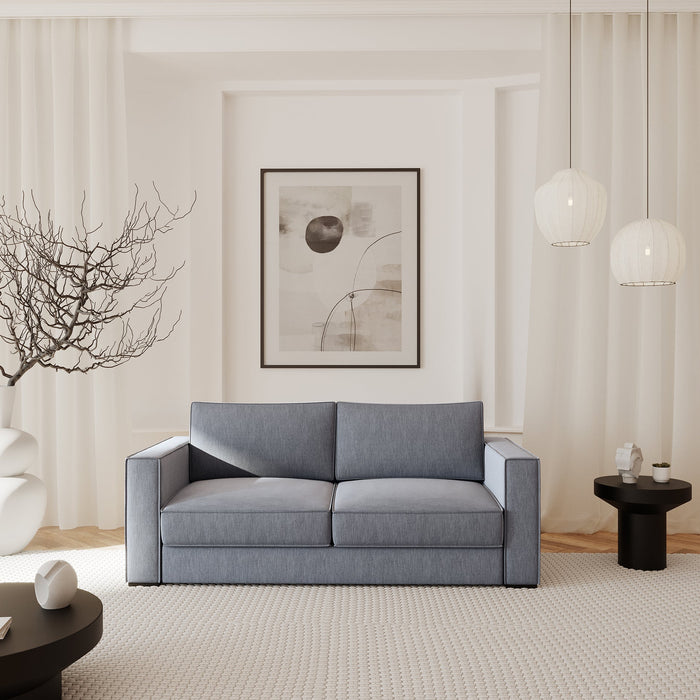 Slaapbank met matras van geweven stof, lichtgrijs 140cm