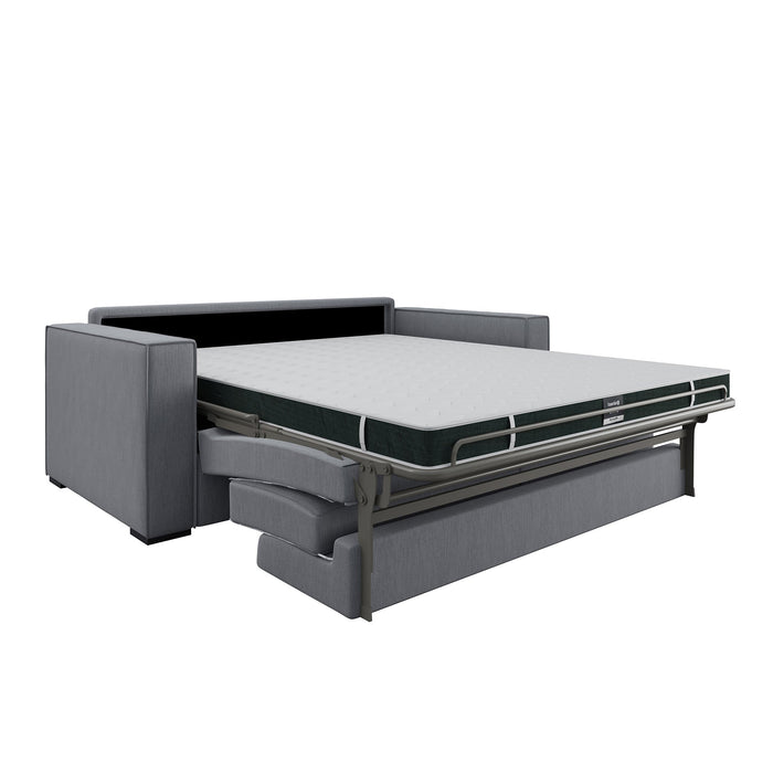 Slaapbank met matras van geweven stof, lichtgrijs 140cm