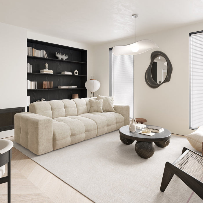 4-zits crèmekleurige fluwelen bank 230cm