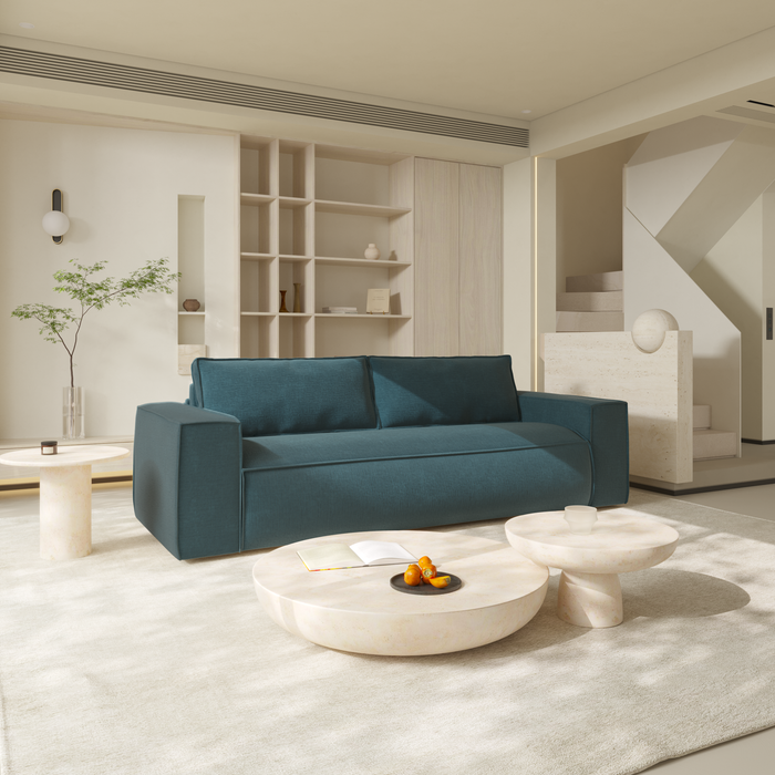 Express slaapbank dunlopillo blauw fluweel 160cm