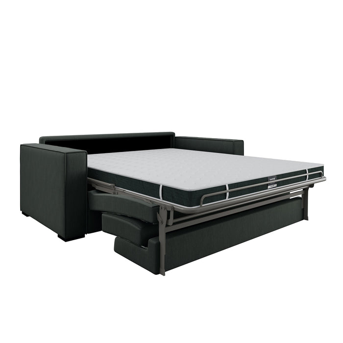 Slaapbank met matras in olijfgroen weefsel 140cm