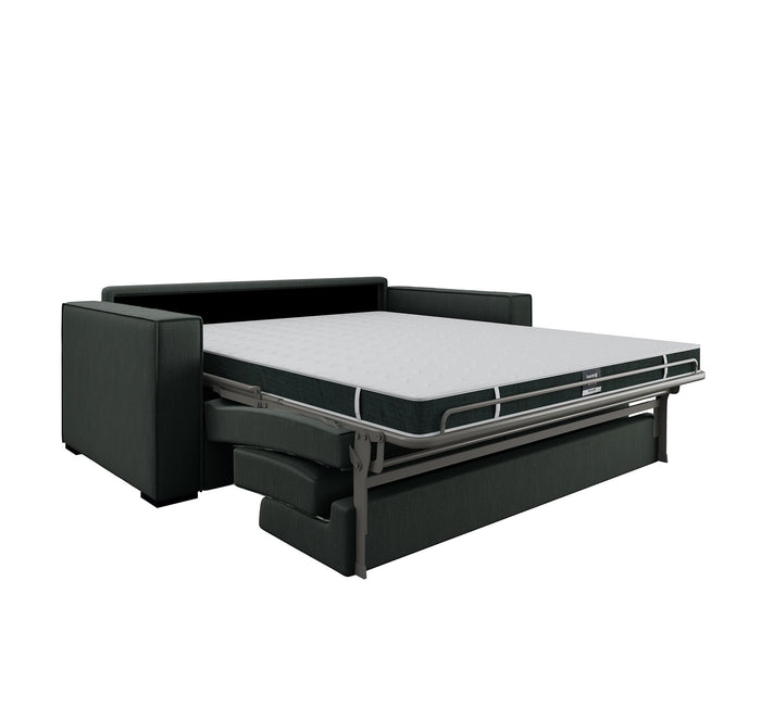 Slaapbank met matras in olijfgroen weefsel 140cm