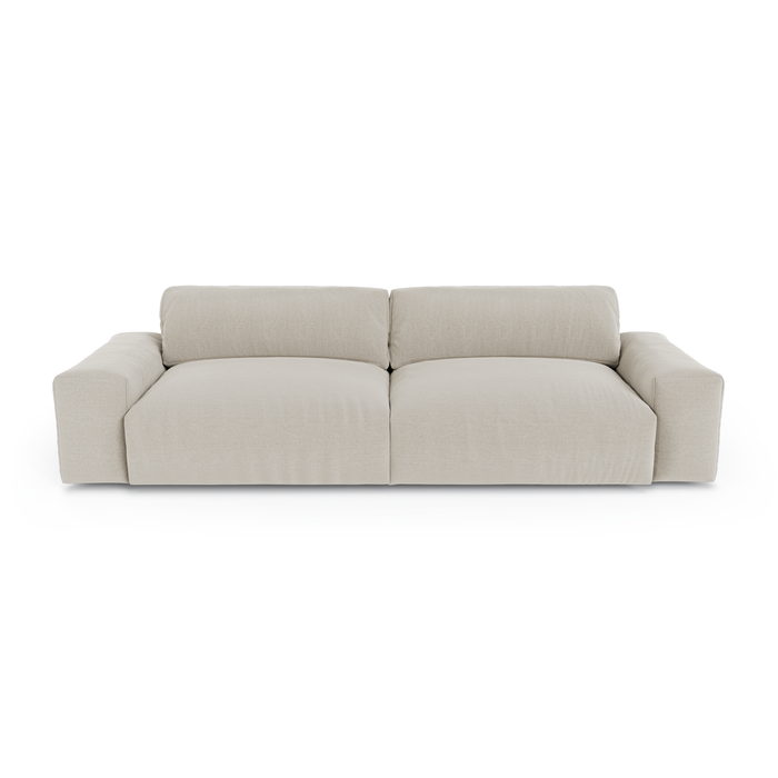 3-zitsbank in zachte, beige geweven stof, 220 cm