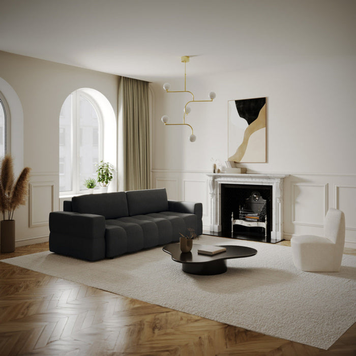 4-zits slaapbank in walnoot kist antracietgrijze inslagstof