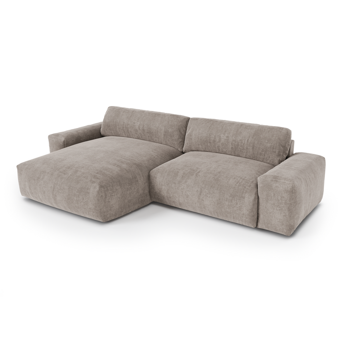 Sofa linkerhoek fluweel taupe 310cm