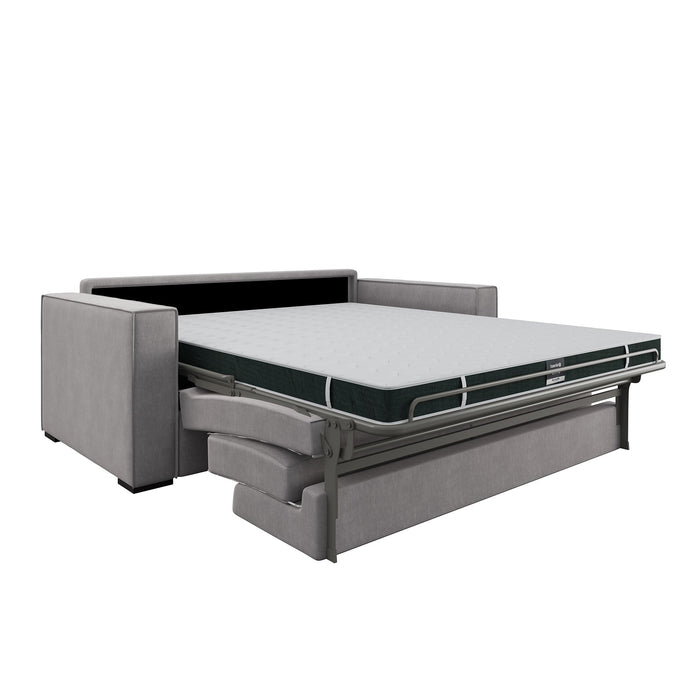 Slaapbank met lichtgrijs fluwelen matras 140cm