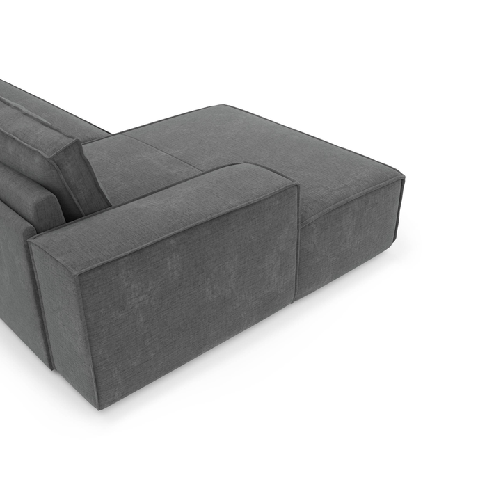 Slaapbank hoek links dunlopillo fluweelmotief grijs 140cm