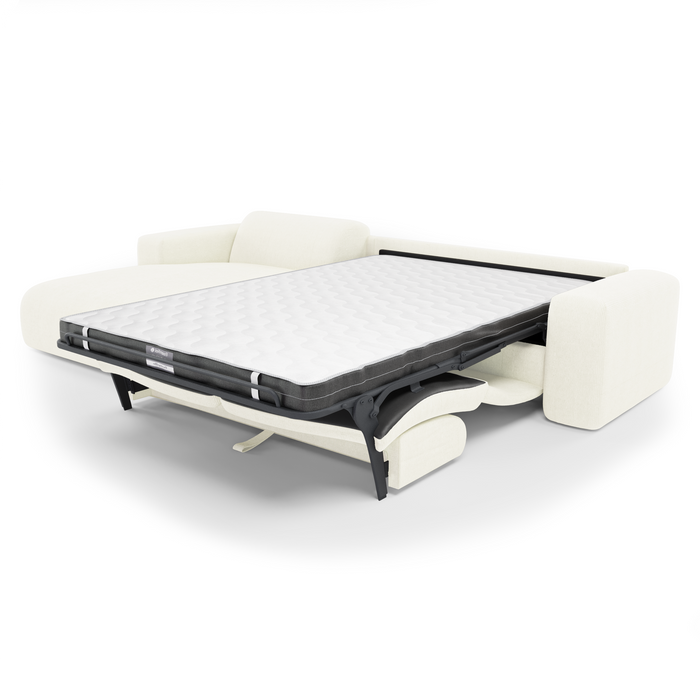 Hoekbank links dunlopillo crème ribfluweel 140cm