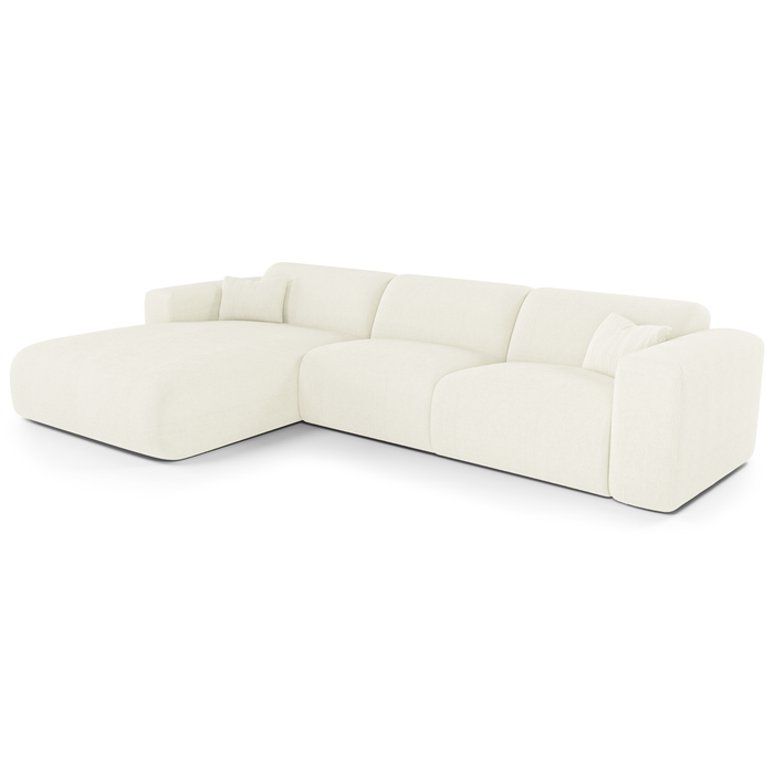 Hoekbank links dunlopillo crème ribfluweel 140cm