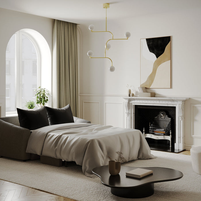 Express slaapbank met bouclette matras, grafietgrijs 160cm