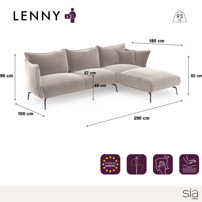 Pauwblauw fluwelen rechter hoekbank