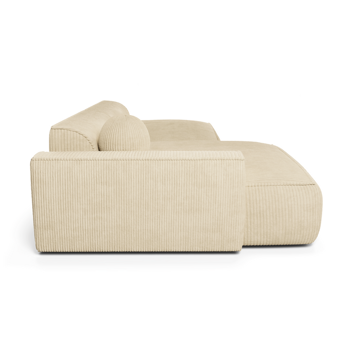 Sofa linkerhoek crème ribfluweel 300cm