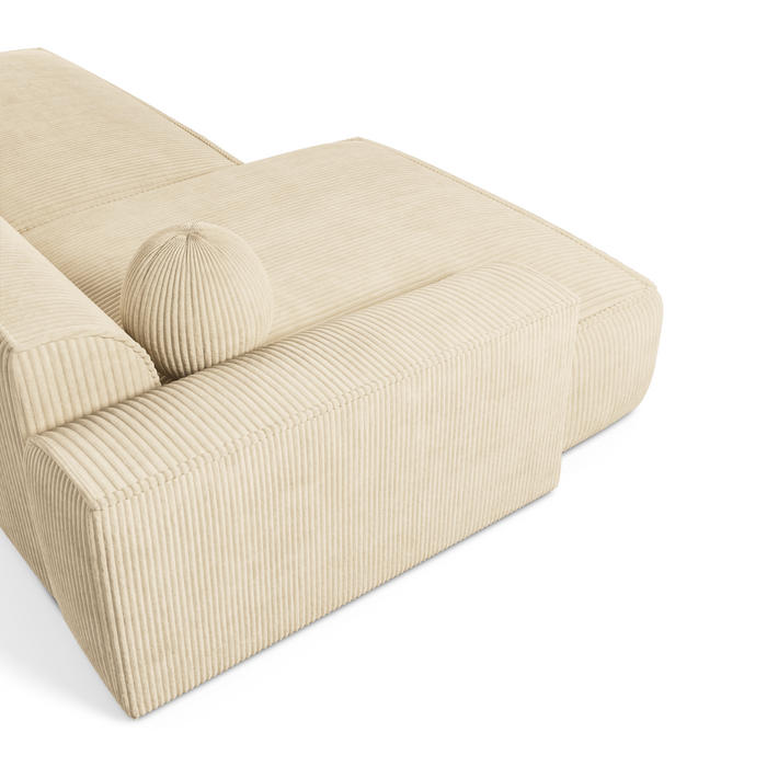Sofa linkerhoek crème ribfluweel 300cm