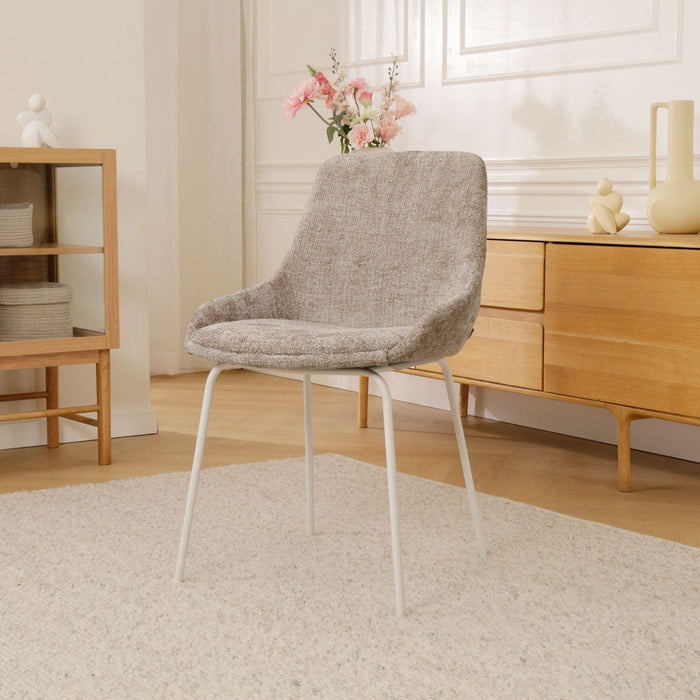 Nolon Nora-Isa Eetkamerstoel Bruin - Stof - Wit Onderstel