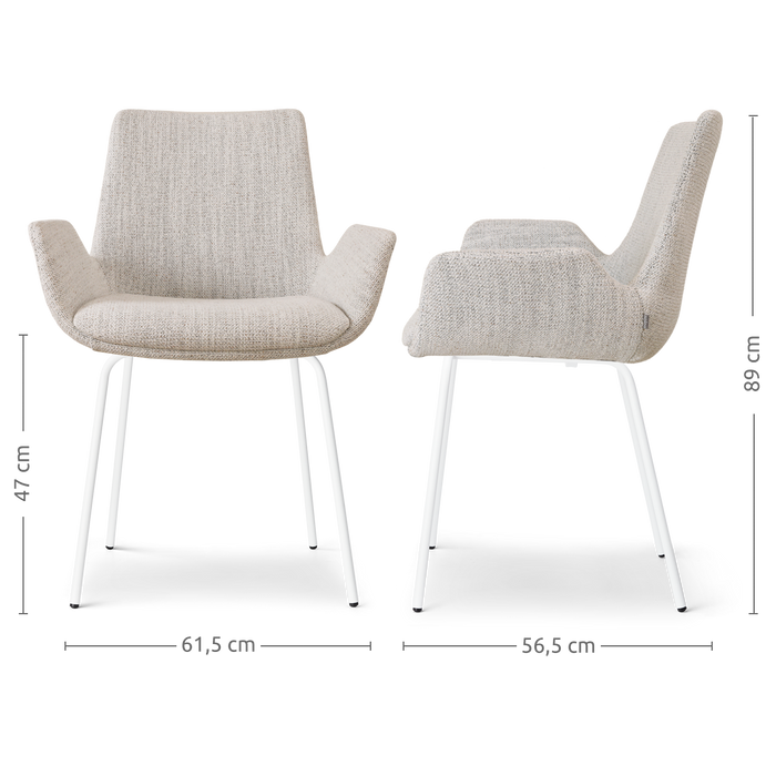 Nolon Nora-Eef Eetkamerstoel Beige Gemêleerd - met Armleuning - Wit